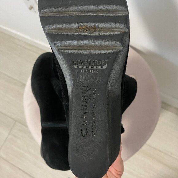 La Canadienne Black Wedge Suede Boots Size 8 - Picture 5 of 7